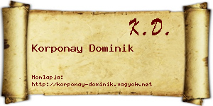 Korponay Dominik névjegykártya